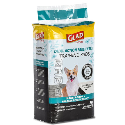 Glad for Pets Dual Action Freshness Activated Carbon Puppy Training Pads with Fragrance Release, Scented Pee Pads, Ultra Absorbent, Odor Control