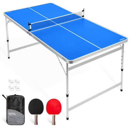 GoSports 6 x 3 ft Mid-Size Table Tennis Table Set 