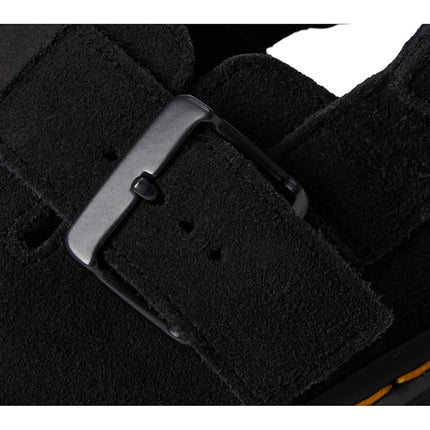 Dr. Martens Mule Jorge Ii para mujer, gamuza negra Eh, 9 mujer/8 hombre