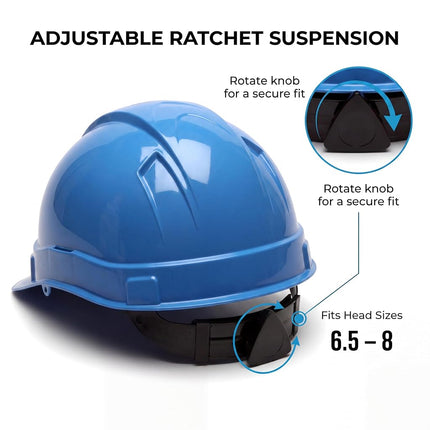 Pyramex Safety Ridgeline Hard Hat 4pt w/Glide Lock, Light Blue, HP44162