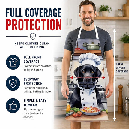 Delantal de cocina Caroline's Treasures Black Labrador Retriever The Chef para cocinar, servir, hornear, manualidades, jardinería para mujeres y hombres adultos, unisex, grande, multicolor