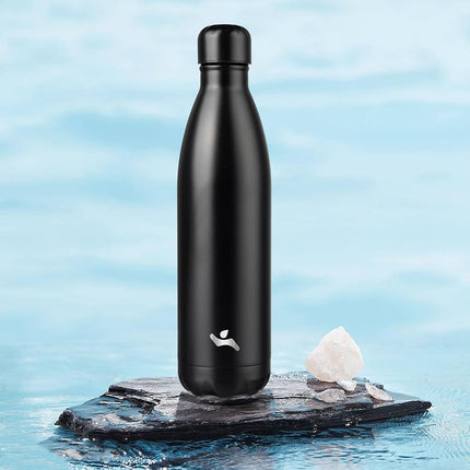 Konokyo Insulated Water Bottles,25oz Double Wall Stainless Steel Vacumm Metal Flask for Sports Travel,Midnight Black