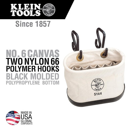 KLEIN TOOLS 5144 Aerial Oval Bucket 15 Pockets with Hooks, Natural, S