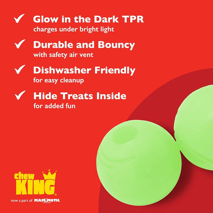 Chew King Balle Lumineuse pour Chien, Jouets pour Chien, 7,6 cm (Lot de 2), Compatible Lanceur de Balle
