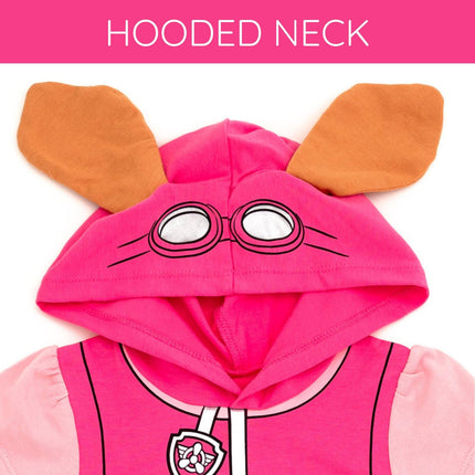 Paw Patrol Girls Hooded Cosplay T-Shirt Dress and Leggings Outfit Set Toddler to Little Kid Sizes (2T - 7-8), Pink / Skye, 3T