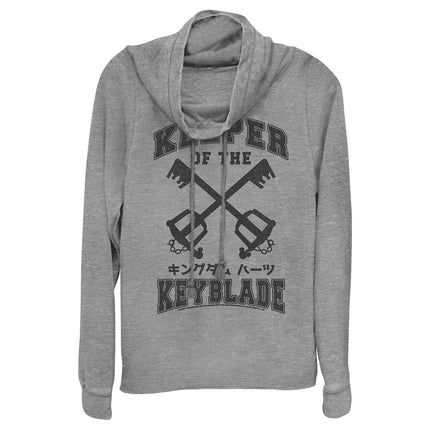 Disney Kingdom Hearts Keyblade Keeper Women's Cowl Neck Long Sleeve Knit Top, Gray Heather, XX-Large