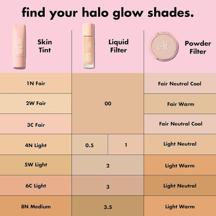 e.l.f. Halo Glow Liquid Filter, Complexion Booster For A Glowing, Soft-Focus Look, Infused With Hyaluronic Acid, Vegan & Cruelty-Free, 0 Fair