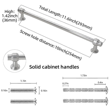 POVEFONK 6 Pack 10 inch(254mm) Brushed Satin Nickel Kitchen Cabinet Handles Cabinet Pulls Sliver Drawer Pulls Kitchen Cabinet Hardware Handles Drawer Pulls Dresser Handles