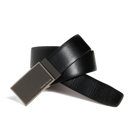 Perry Ellis Men's Portfolio Patterned Plaque 100% Leather Reversible Belt (Sizes 30-44 Inches), Black/Brown Reversible, 38