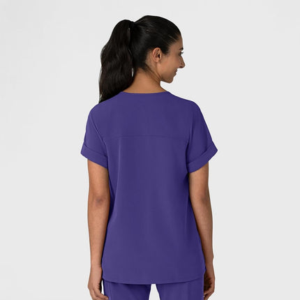 WonderWink Women's Drop Shoulder Boxy Scrub Top, Grape, 3X