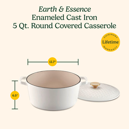 Cuisinart, Cacerola de 5 cuartos con tapa Earth & Essence - Panal, CI650-25BHMW