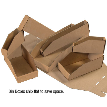 Aviditi Corrugated Cardboard Storage Bins, 4"x 24"x 4 1/2", Kraft, Pack of 50, For Warehouse, Garage and Home Organization