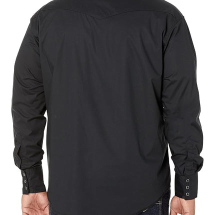 Wrangler Men's Cowboy Cut Western Long Sleeve Snap Work Shirt Firm Finish Shirt, Black, 2X Tall