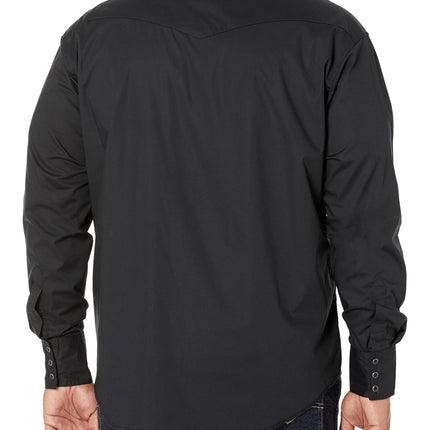 Wrangler Men's Sport Western Basic Two Pocket Long Sleeve Snap Shirt Shirt, Black, XL