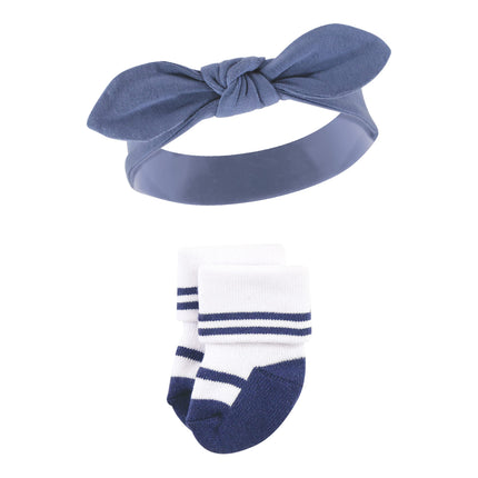 Hudson Baby baby-girls Headband and Socks Set, Bear Leopard, 0-9 Months