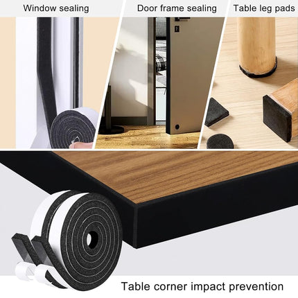 Foam Insulation Tape self Adhesive,Weather Stripping for Doors and Windows,Sound Proof soundproofing Door Seal,Weatherstrip,Cooling, Air Conditioning Seal Strip (1In x 3/4In x 13Ft, Black)