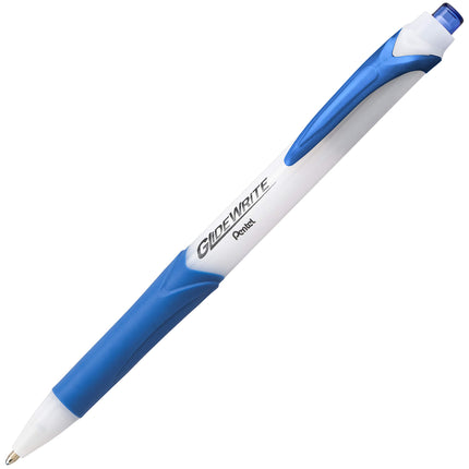 Pentel GlideWrite Ballpoint Pen with TechniFlo Ink, (1.0mm) Medium Line, Light Blue Ink, Box of 12 Pens (BX910-S1)