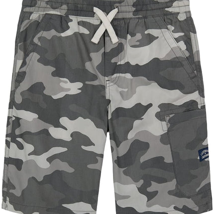 Lucky Brand Boys' Pull-on Cargo Shorts, Drawstring Closure, Faded Black Camo, 5