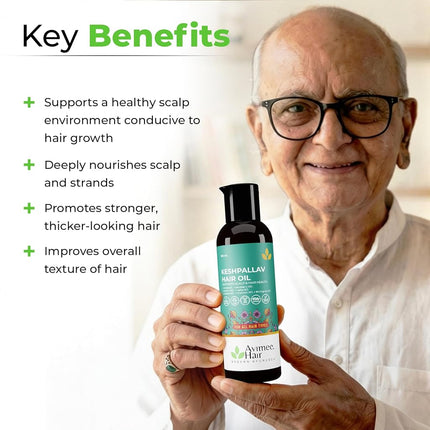 AVIMEE HERBALKeshpallav Hair Oil For Men & Women | Promotes Hair Growth & Reduces Hair Fall | With Rosemary, Castor, Amla, Coconut and Bhringraj Oil | Mineral Oil Free (Pack of 2)