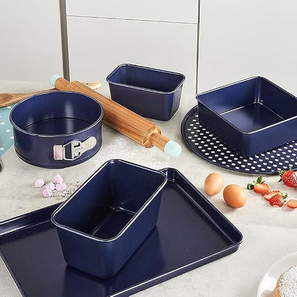 Zyliss Non-Stick Baking Sheet, 35cm x 27cm, PFAS Free Baking Tray for Cookies/Biscuits, Carbon Steel, Dark Blue, Baking Tin/Bakeware/Roasting, Dishwasher Safe