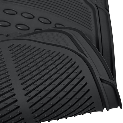 BDK Universal Fit Front/Rear All Weather Protection Heavy Duty Rubber Floor Mat - Black