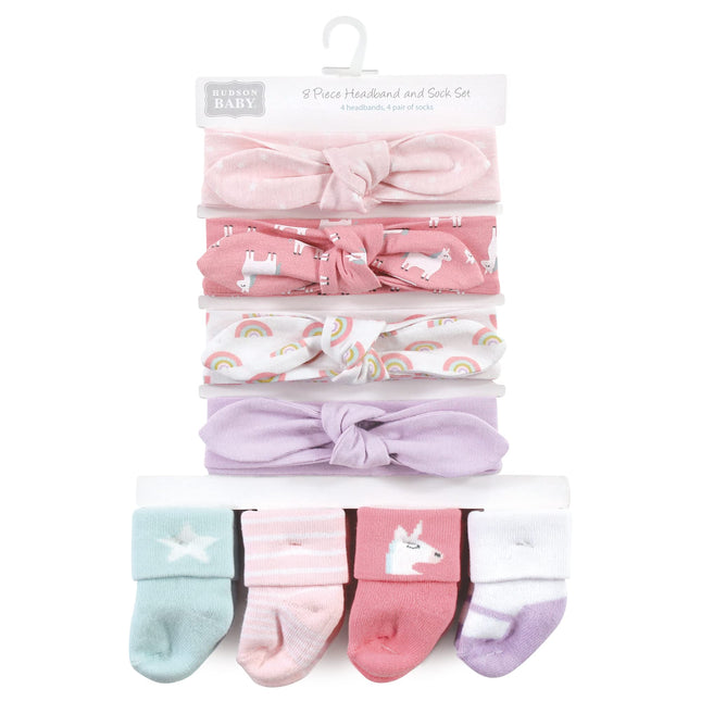Hudson Baby baby-girls Headband and Socks Set, Unicorn, 1 Count (Pack of 1)