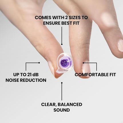 Eargasm Smaller Ears Hyperviolet Purple Earplugs - Noise Reducing Ear-Plugs for Hearing Protection at Concerts, Music Festivals, Loud Environments, Live Events, Sporting Events