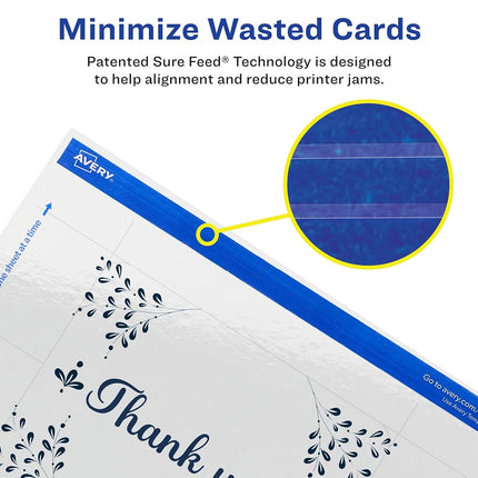 Avery Printable Rectangle Rounded Corner Postcards with Sure Feed Technology, 4.25" x 5.5", Glossy White Cardstock, Print-to-the-Edge, Laser/Inkjet Cards, 20 Total