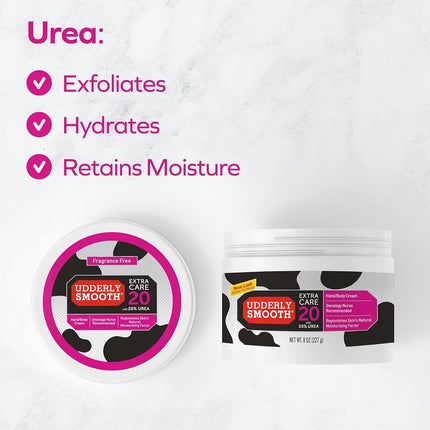 Udderly Smooth Extra Care Cream with 20% Urea, Replenishing, 8 Ounce