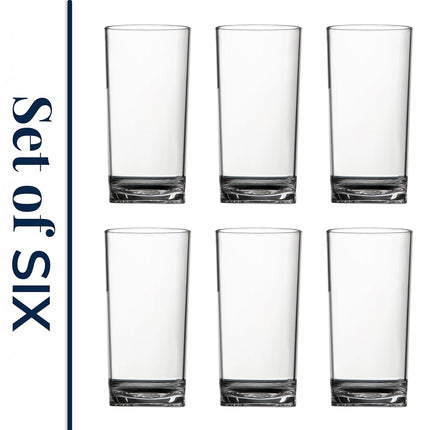 US Acrylic Classic Clear Plastic Reusable Drinking Glasses (Set of 6) 16oz Water Cups | BPA-Free Tumblers, Made in USA | Top-Rack Dishwasher Safe