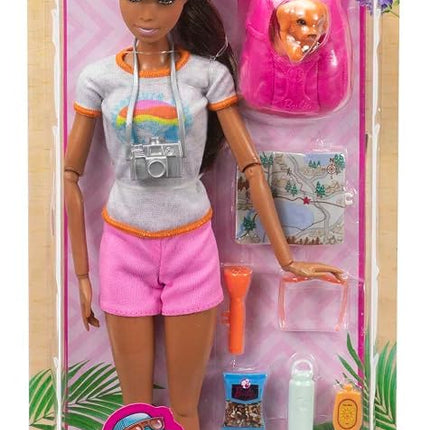 Barbie Doll, Kids Toys, Brunette Doll with Puppy, Barbie Sets, Hiking Day, Self-Care Series, Backpack Pet Carrier, Camera and More, HNC39