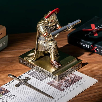 HDMbigmi Centurion Cloak Warrior Knight Pen Holder Mobile Phone Stand Desk Organizers and Accessories for Office and Home (Bronze)