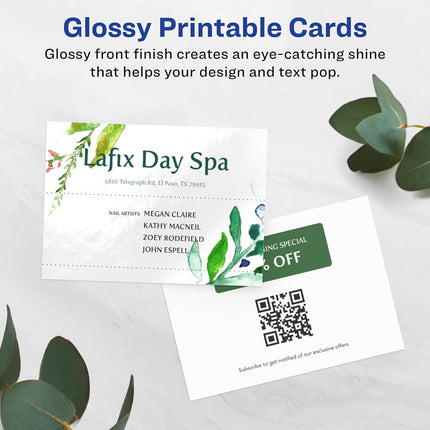 Avery Printable Rectangle Business Cards with Sure Feed Technology, 2.5" x 3.5", Glossy White Cardstock, Print-to-the-Edge, Laser/Inkjet Cards, 150 Total