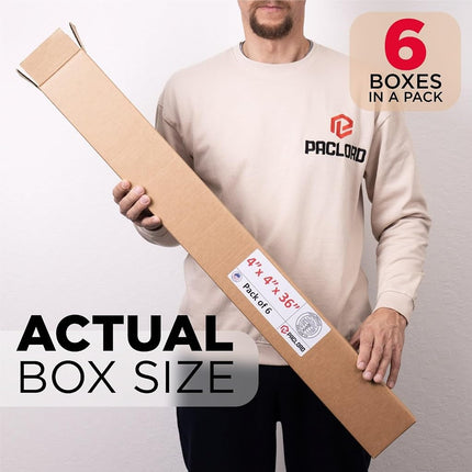 Paclord 6 Pack Large Cardboard Boxes for Moving House, Shipping or Storage - 4" L x 4" W x 36" H - USPS, UPS, FedEx Approved - Professional Packaging Supplies