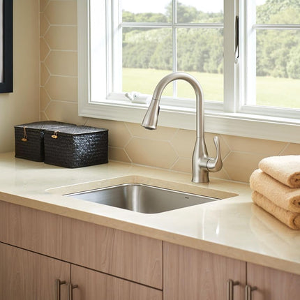 Moen 87966SRS Kaden Single-Handle Pull-Down Sprayer Kitchen Faucet in Spot Resist Stainless Featuring Reflex by Moen