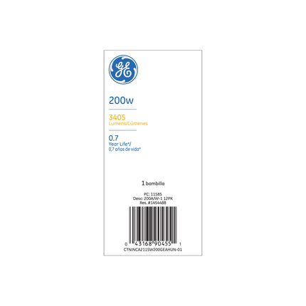 GE Lighting 11585 A21 de 200 vatios, luz blanca suave