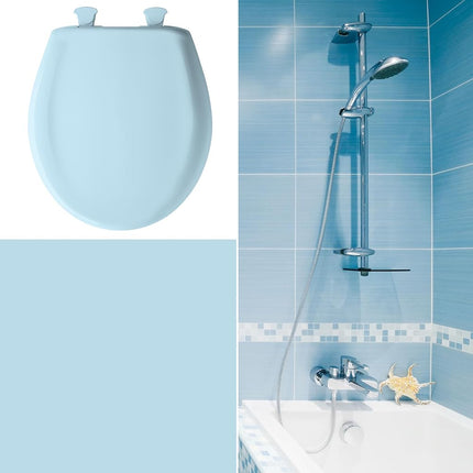 Bemis 1200SLOWT 464 Will, Never Loosen and Easily Remove Slow Sta-Tite Elongated Closed Front Toilet Seat, Dresden Blue