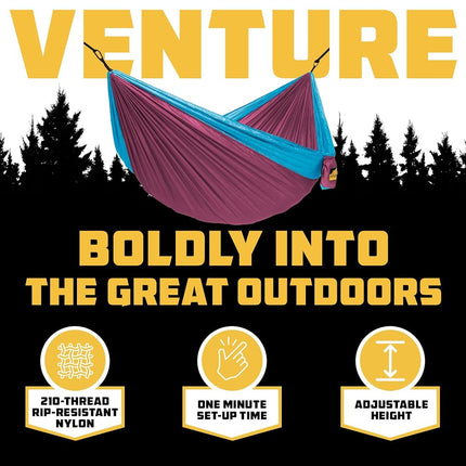 Wise Owl Outfitters Hammock for Camping Double Hammocks Gear for The Outdoors Backpacking Survival or Travel - Portable Lightweight Parachute Nylon DO Fuchsia Sky Blue