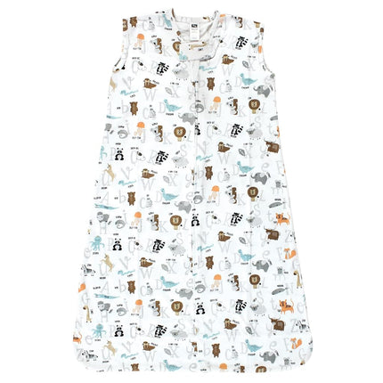 Hudson Baby Unisex Baby Cotton Sleeveless Wearable Sleeping Bag, Sack, Blanket, Alphabet Animals, 6-12 Months