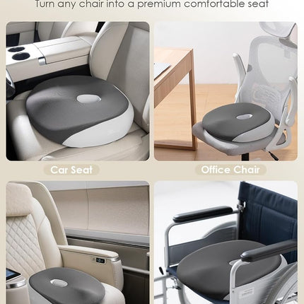 FLORICH Seat Cushion, Memory Foam Cushion for Office Chair, Ergonomic Office Seat Chair Cushion for Relieving Sciatica, Soft & Breathable Car Seat Cushion - Gray
