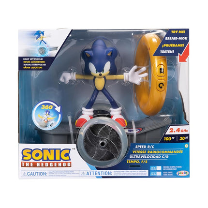 Sonic The Hedgehog Speed RC Skateboard Vehicle with Gold Ring Controller – Light Up Wheels & 360 Spins, Turbo Mode for Extra Boost, 2.4GHz, 100FT Range