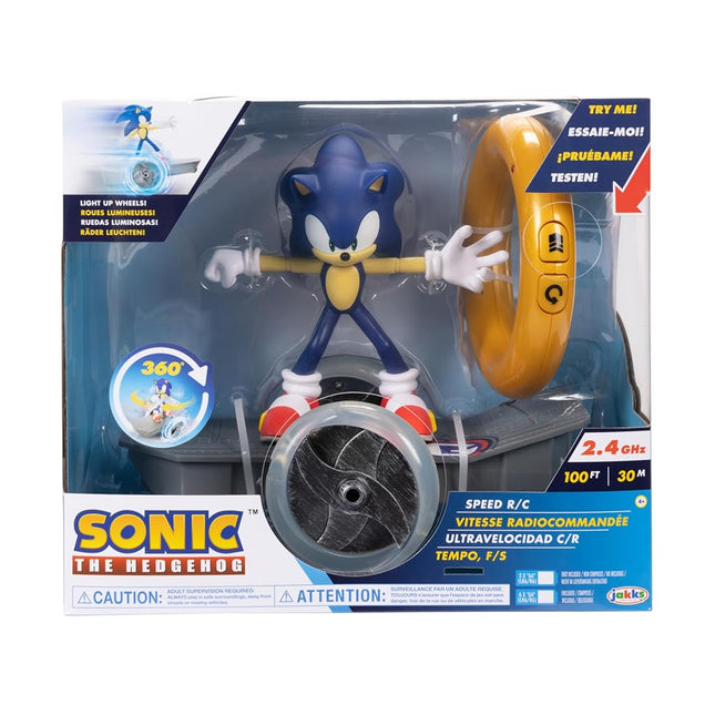 Sonic The Hedgehog Speed RC Skateboard Vehicle with Gold Ring Controller – Light Up Wheels & 360 Spins, Turbo Mode for Extra Boost, 2.4GHz, 100FT Range