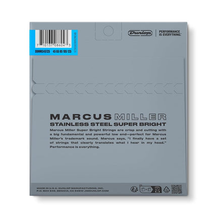 Dunlop DBMMS45125 Marcus Miller Super Bright Bass Strings, Medium 5-String.045–.125, 5 Strings/Set