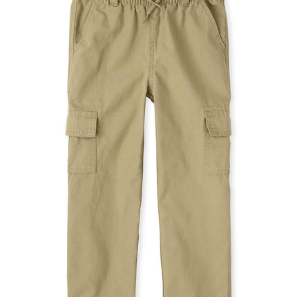 The Children's Place Boys' Uniform Pull On Slim Cargo Pants, Flax, 7