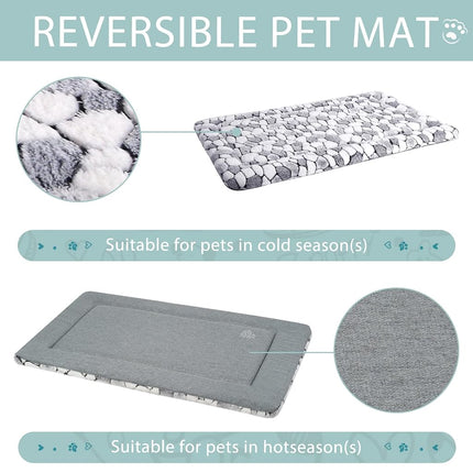 VANKEAN Dog Crate Pad Bed Mat Dogs, Machine Washable Crate Beds Grey L