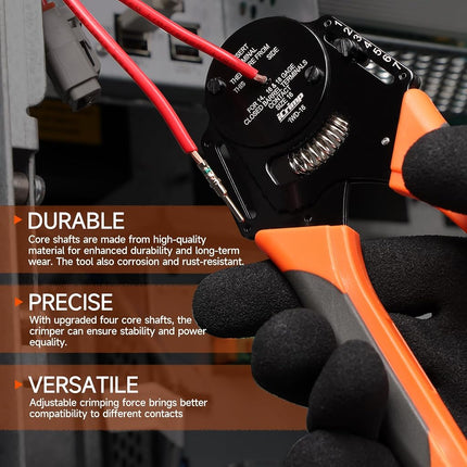 IWISS Closed Barrel Crimper 4 Way Indent,8 Impression Type for Deutsch Solid Contacts gage 14,16&18(IWD-16)