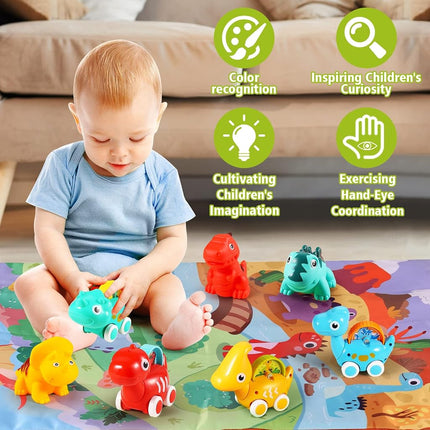 ALASOU Dinosaur Car Toys for 1 Year Old Boy Gifts with Playmat/Storage Bag