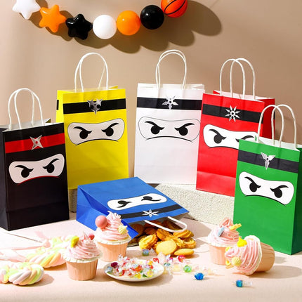Chivertion 36 Pcs Ninja Gift Bags with Handles Ninja Birthday Party Decorations Party Favor Gift Supplies Candy Treat Goody Bags