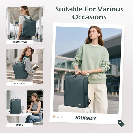 GOLF SUPAGS Stylish Laptop Backpack for Women Airline Approved Perfect for Work College and Travel Multi-Functional Casual Daypack Fits 15.6 Inch Notebook (Atrovirens)