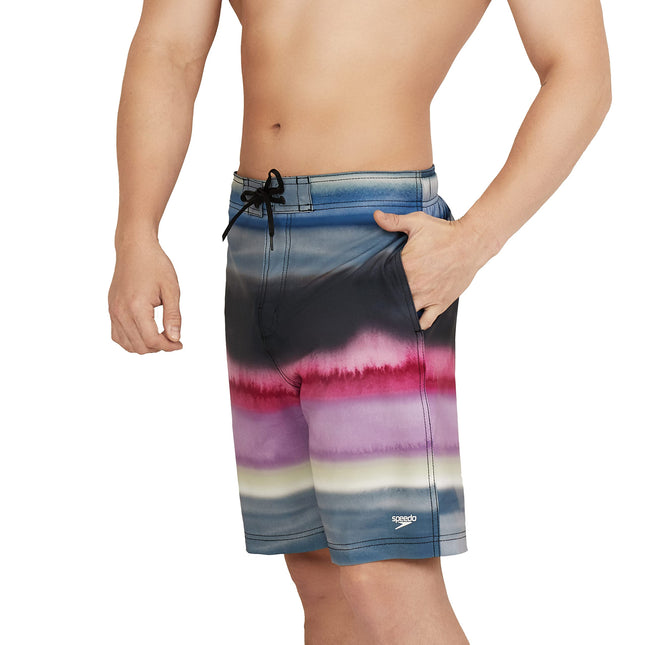 Speedo Men's Swim Trunk Knee Length 20" Boardshort Bondi Printed, Coastal China Blue, XX-Large
